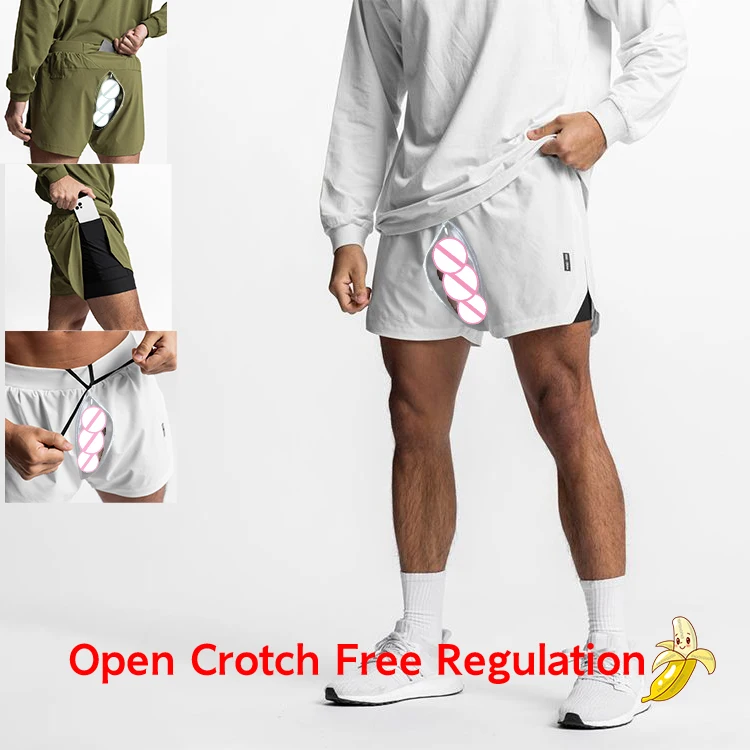 

Outdoor Sex Erotic Open Crotch 2 in 1 Summer Basketball Quick Dry Shorts Baggy Y2g Men Gym Dressing Casual Wear Loose Trousers