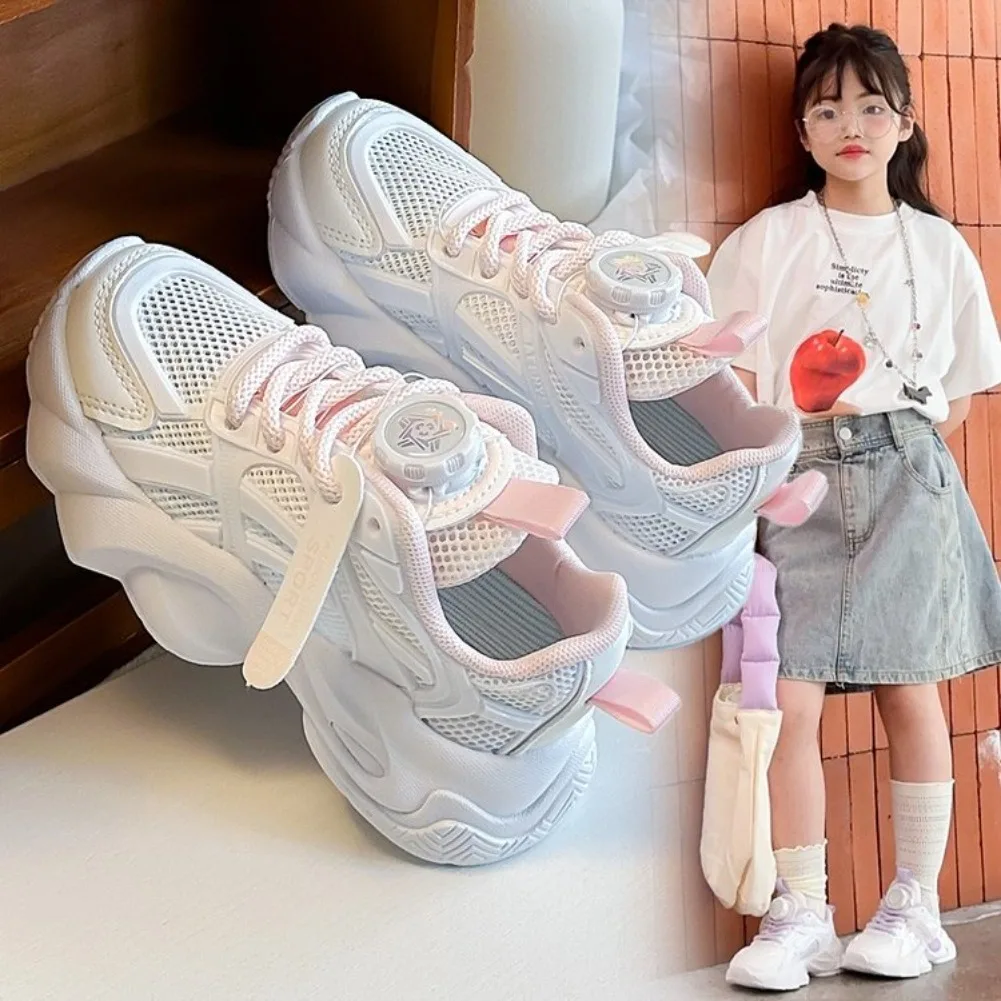

Children's Casual Pink Girls' Mesh Shoes Fashionable Lightweight Running Shoes for Teenagers Children's Sports Shoes for Girls
