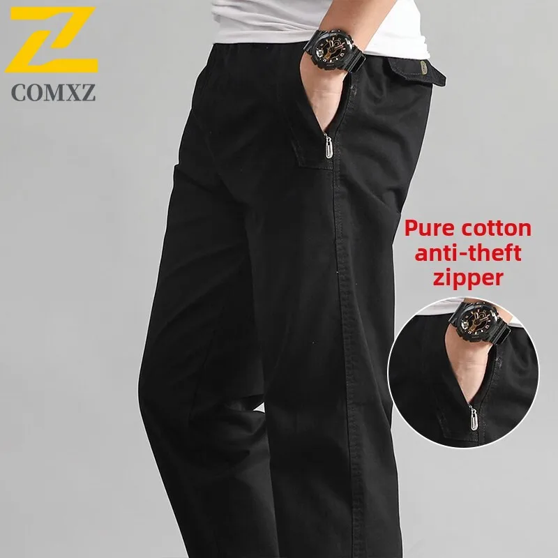 Vintage Pants Male 2025 New Autumn Zip Pockets Cargo Dress Multi Functional Trousers Casual Lightweight Outdoor Office Pants