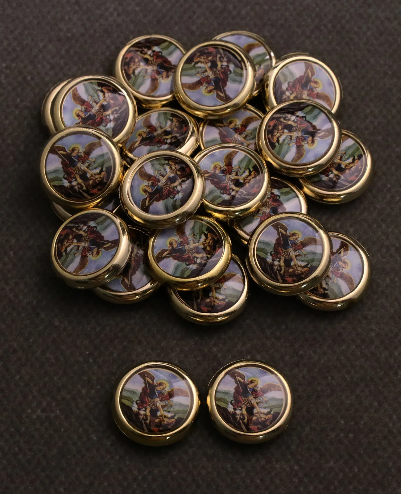 20Pcs Round The Archangel Saint Michael Icon Loose Beads St.Michael Crusader Shield Medal Connectors for DIY Making Accessories