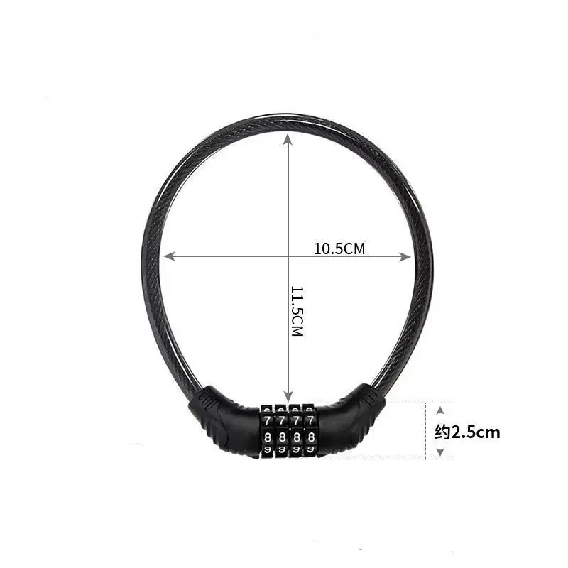 No Key 4 Digital Code Combination Bike Security Locks Portable Combination Code Padlock Mini Round Steel Cable Security Lock