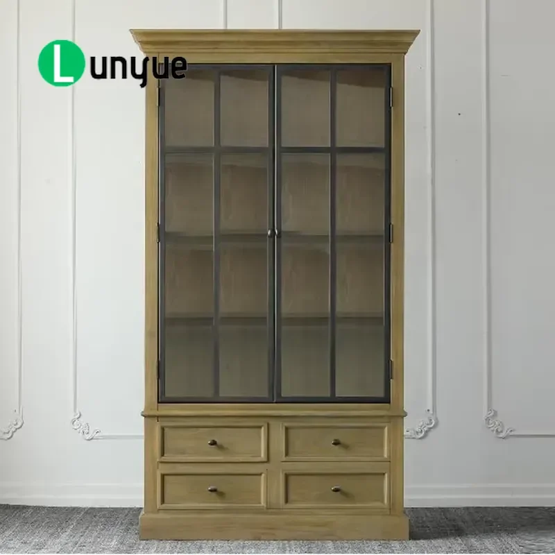 Solid Wood Bookcase with Ladder 3 Bay Library Cabinet White Storage Shelf for Living Room Household Furniture Showcase