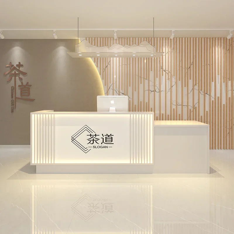 Reception Desk Modern Front Counter Retail Showcase Luxury Receiption Salon Furniture Beauty Church Comptoir Caisse Institute