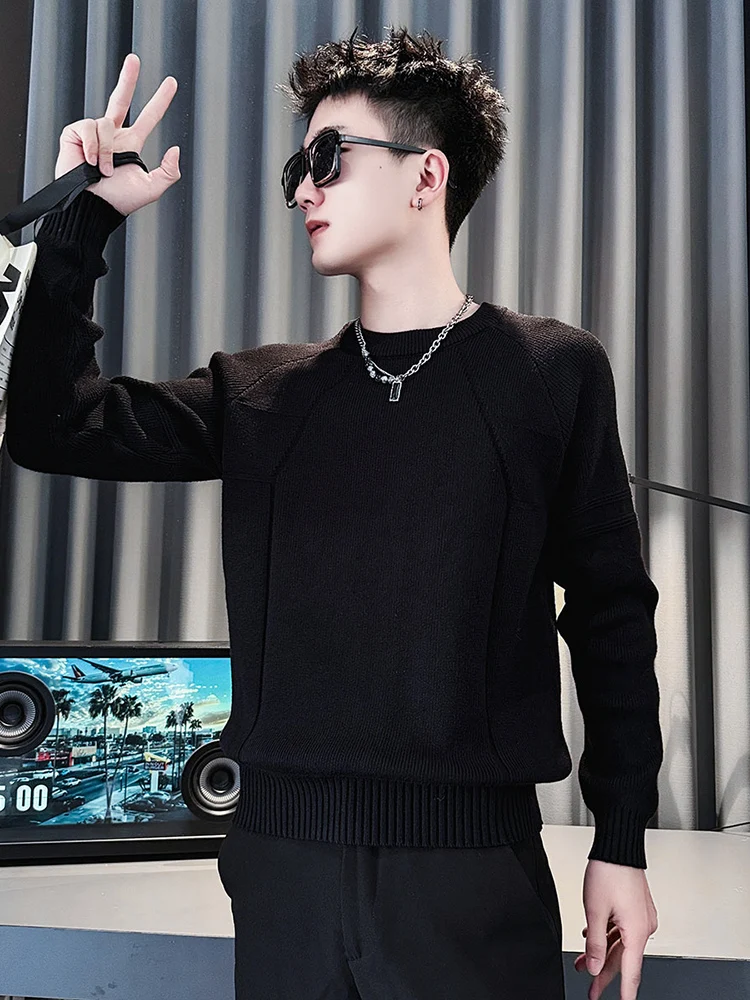 

Красный вязаный свитер для мужчин, однотонная внутренняя одежда, футболка, новогодняя одежда, новинка 2025, осень-зима, молодежная мода