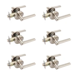 6-pack - Bedroom Silent Room Door Lock Single Tongue Handle Door Lock Bathroom Lock Three-Bar Ball Lock Indoor Door Lock