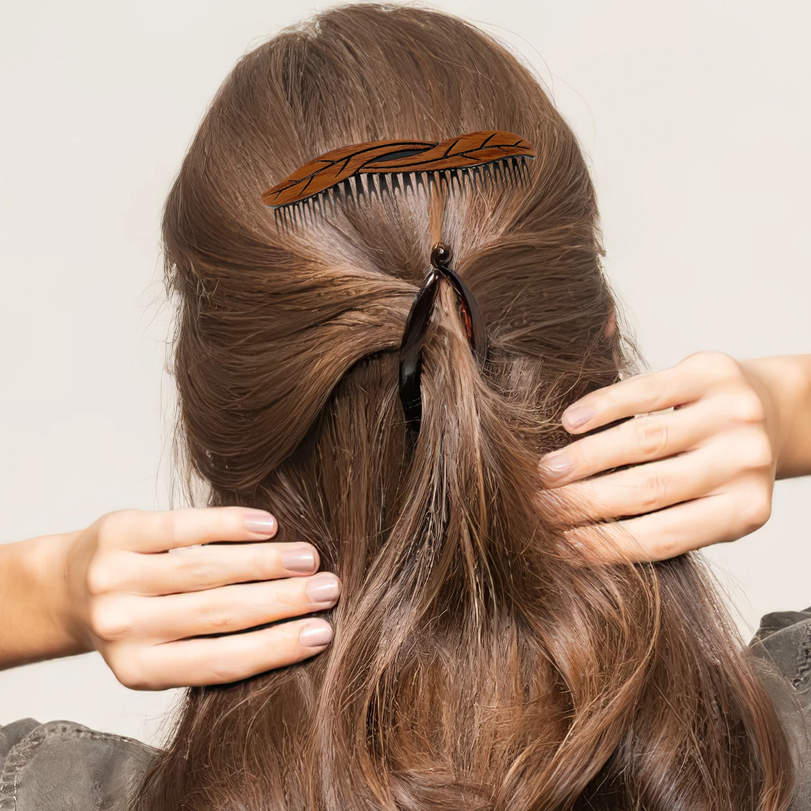 

8pcs Vintage Hair Side Combs For Women Smooth Tooth Strong Hold Leaf Design Combs Compact Styling Accessories - Twist Comb Set