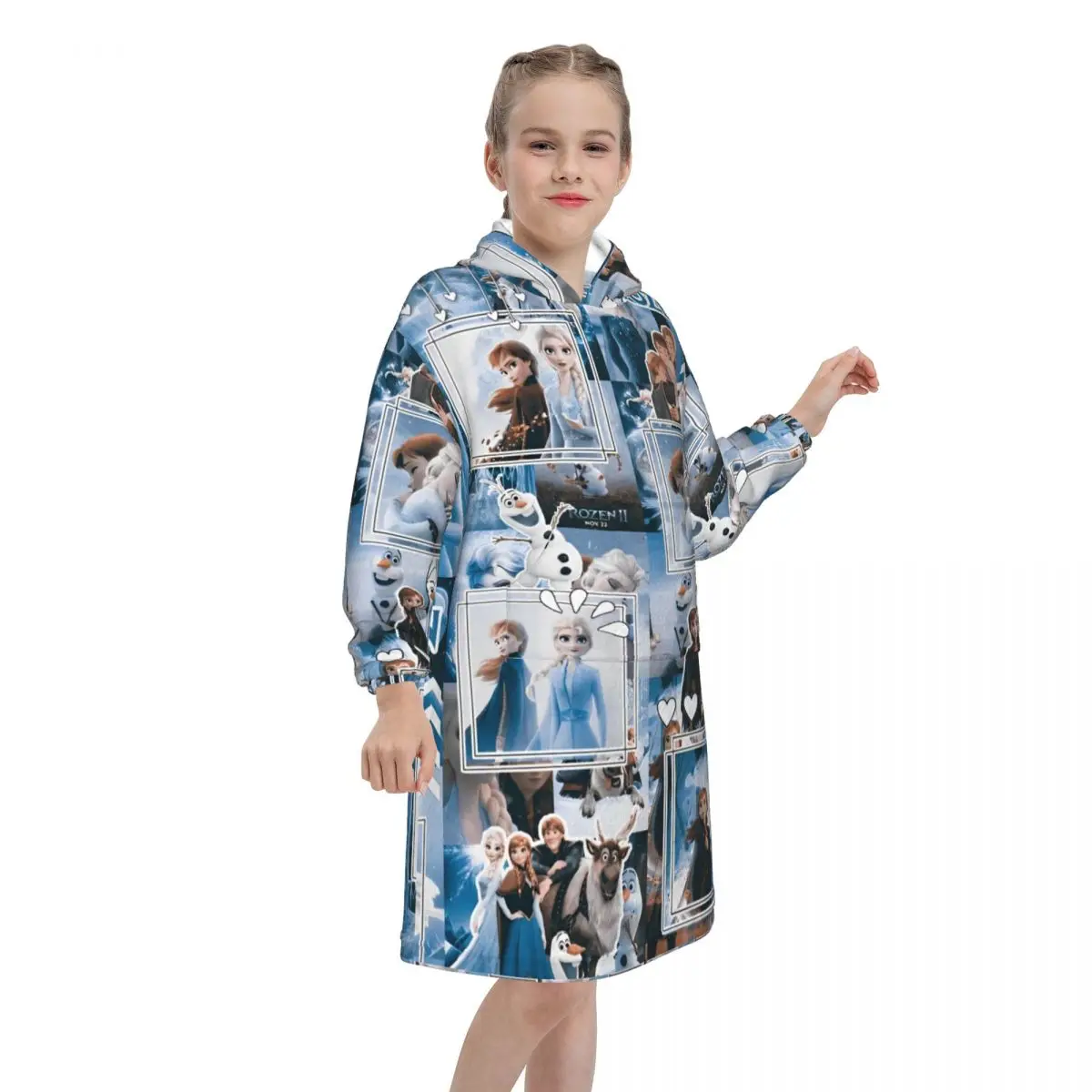 子供用冷凍プリンセスブランケット,フード付きスウェットシャツ,女の子用パジャマ