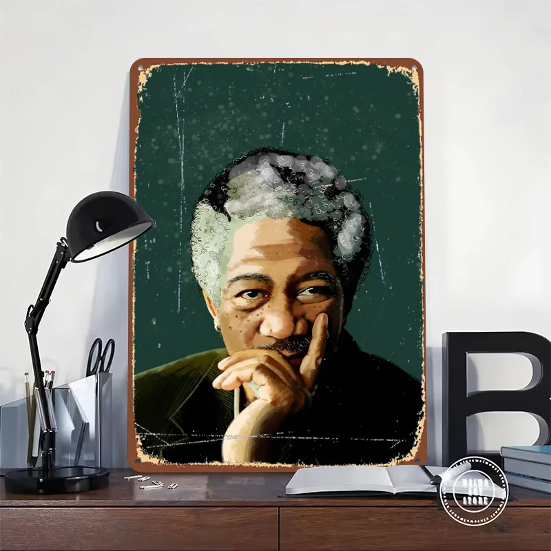 Morgan Freeman Tin Poster Customized Retro Wall Art Vintage Metal Signs for Room Decoration Bedroom Wand Deko Setup Decorations