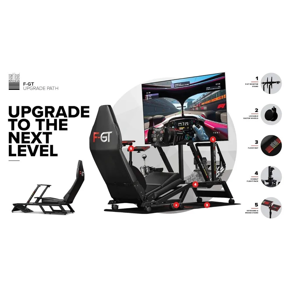 Cockpit simulateur de course. Cockpit de simulateur de formule et de course nocturne, compatible avec Thrustmaster, Fanatseats, Moza Racing sur PC