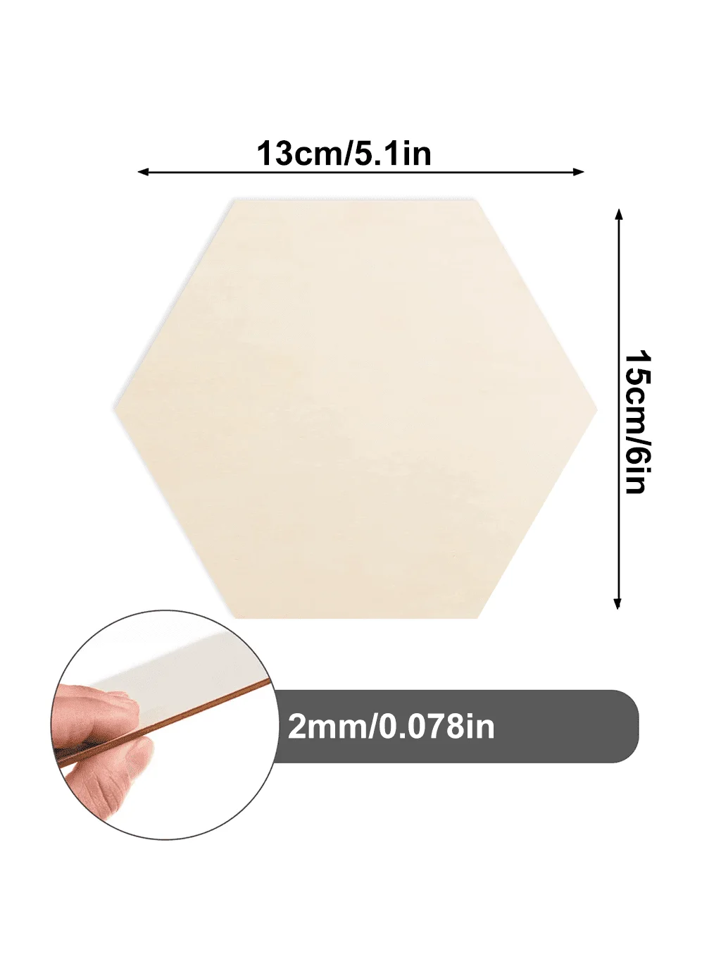 4-piece/8-piece/16-piece wooden hexagonal pieces for DIY crafts, 6-inch cut, suitable for wood burning, painting, and wall decor