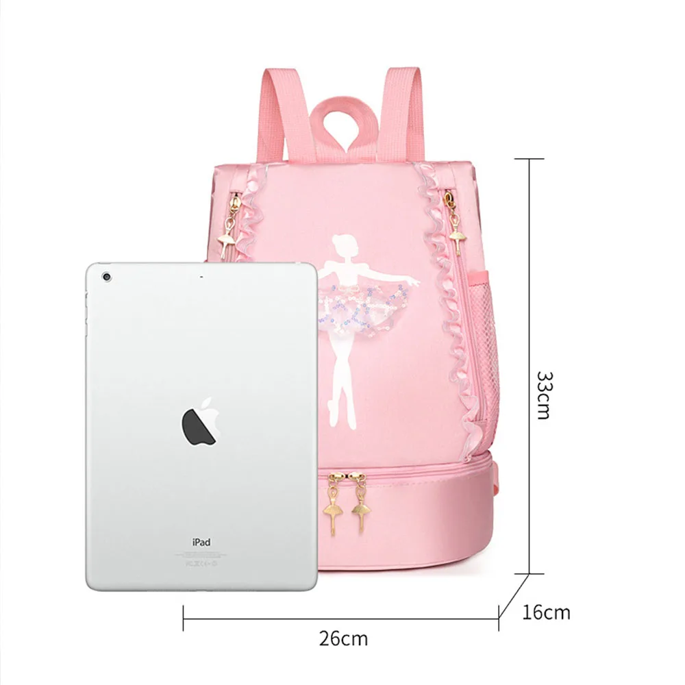 Zaino da ballo per balletto con ricamo personalizzato con scomparto per scarpe separato, borsa da Ballerina per bambine per borsa da ballo per bambini