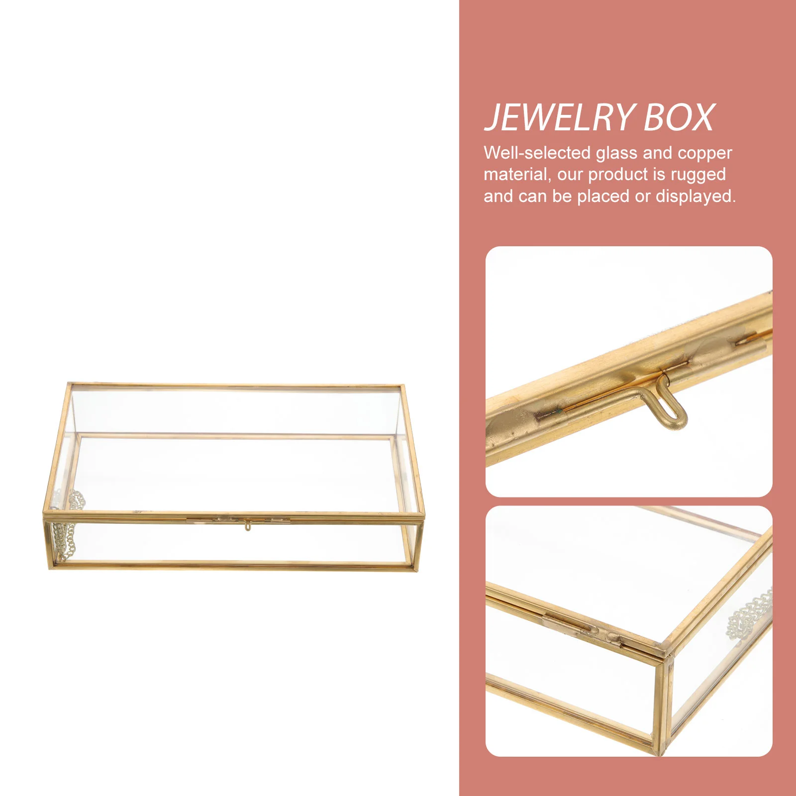 Transparent Jewelry Box Glass Case Cases Vintage Decor Supplies for Ring Display File Storage Rack Earring Style Container Home