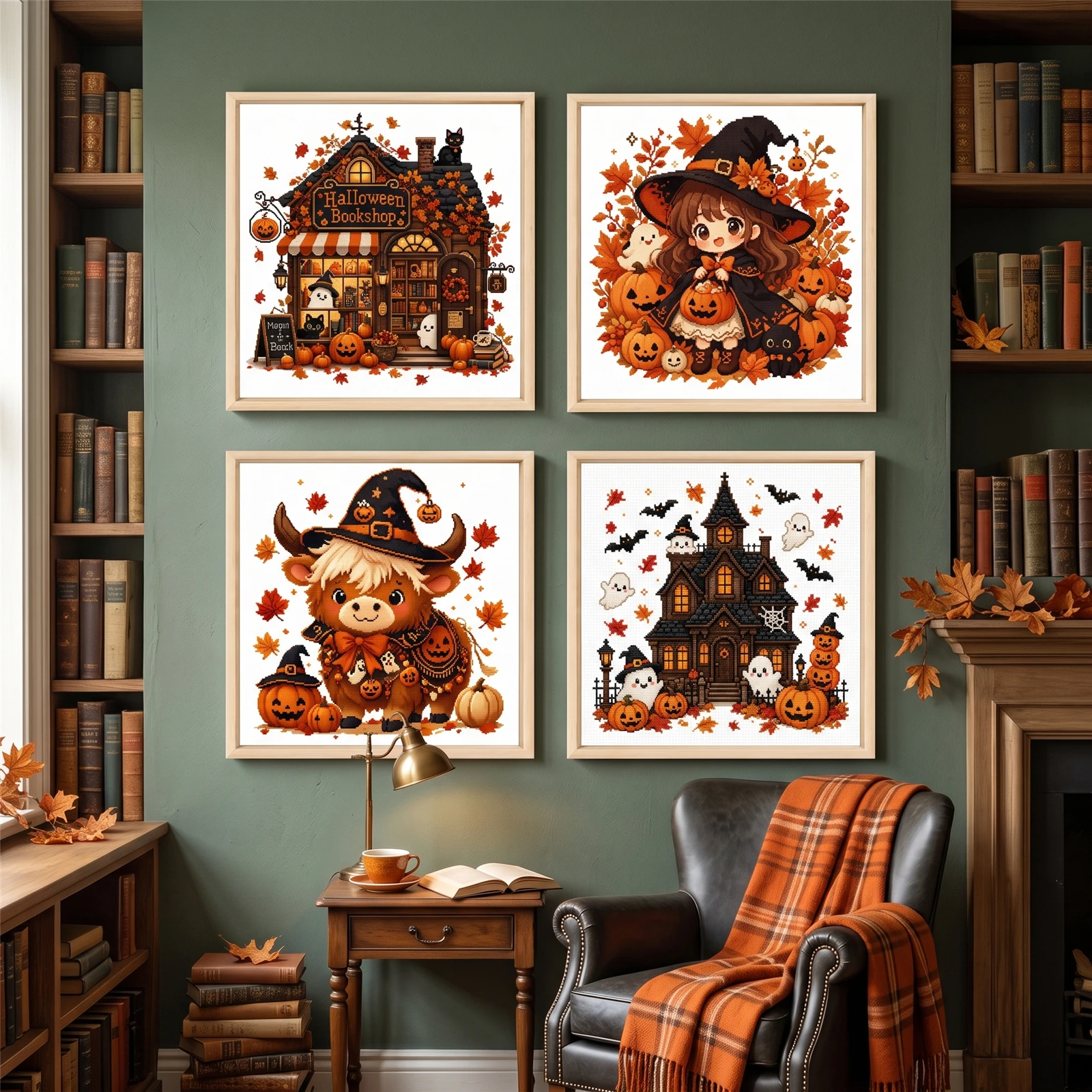 11CT 3 Strand Stamped Cross Stitch Embroidery Kit 40x40cm Holiday Festival Cotton Thread Full Stitch Canvas Set