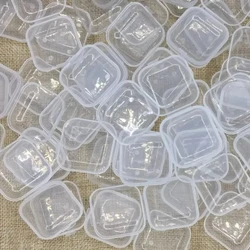 100PCS Empty Plastic Clear Mini Empty Square Small Box Jewelry Ear Plugs Container Nail Art Colorful Decor Diamond Storage Case