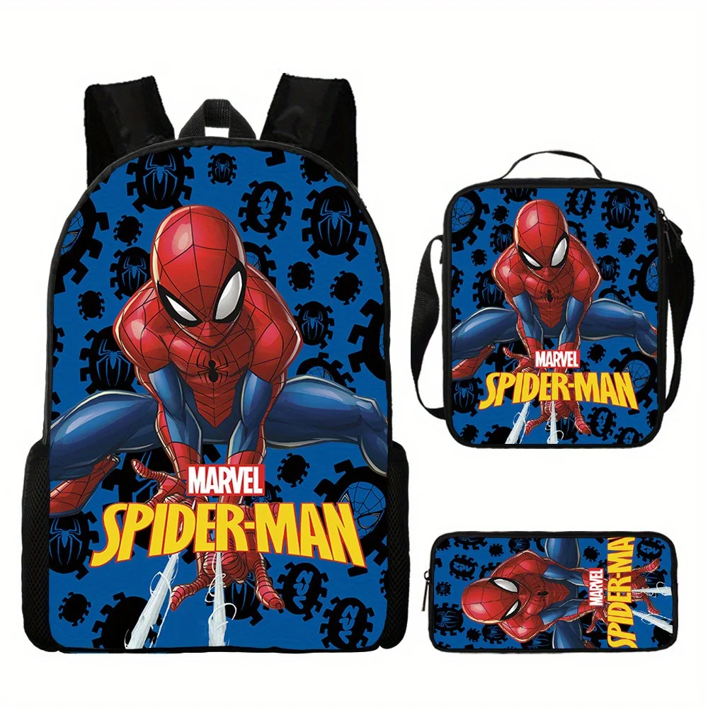 Disney Spidermans Plecak 3-częściowy zestaw plecaków dla uczniów szkół podstawowych Tornister z kreskówek Torba na lunch Piórnik Prezent dla ucznia