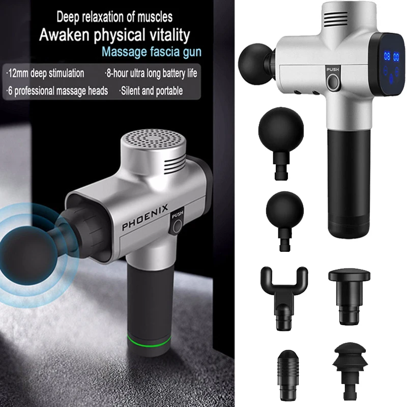 

Пистолет-массажер для мышц, ручной дисплей, фасциальный пистолет, массаж, релаксация, глубокие ткани, фитнес-массажер для похудения, массажер для тела JMQ003