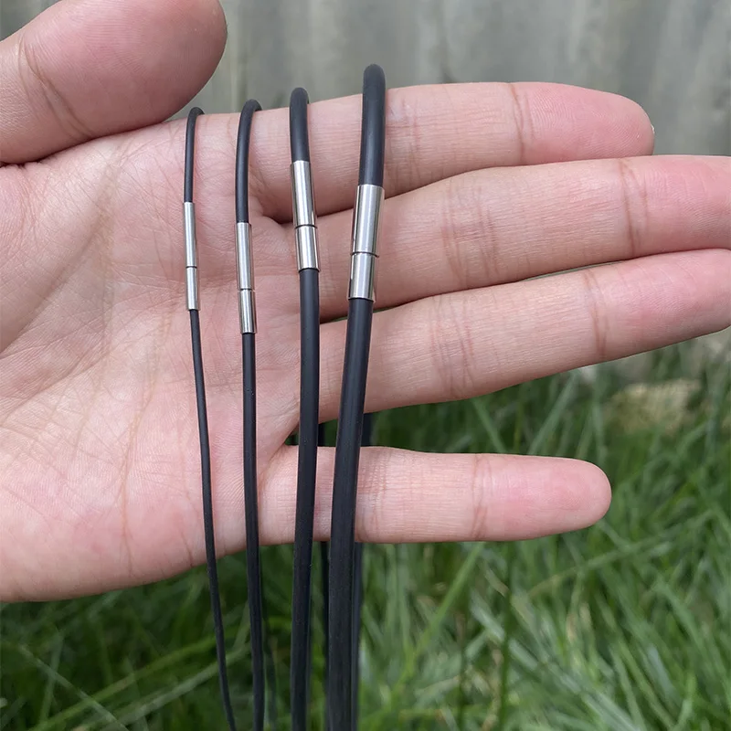 1.5mm 2mm 3mm Black Rubber Soft Cord String Rope Chain Necklace Jewelry with Stainless Metal Buckle Clasp 40cm 50cm 60cm