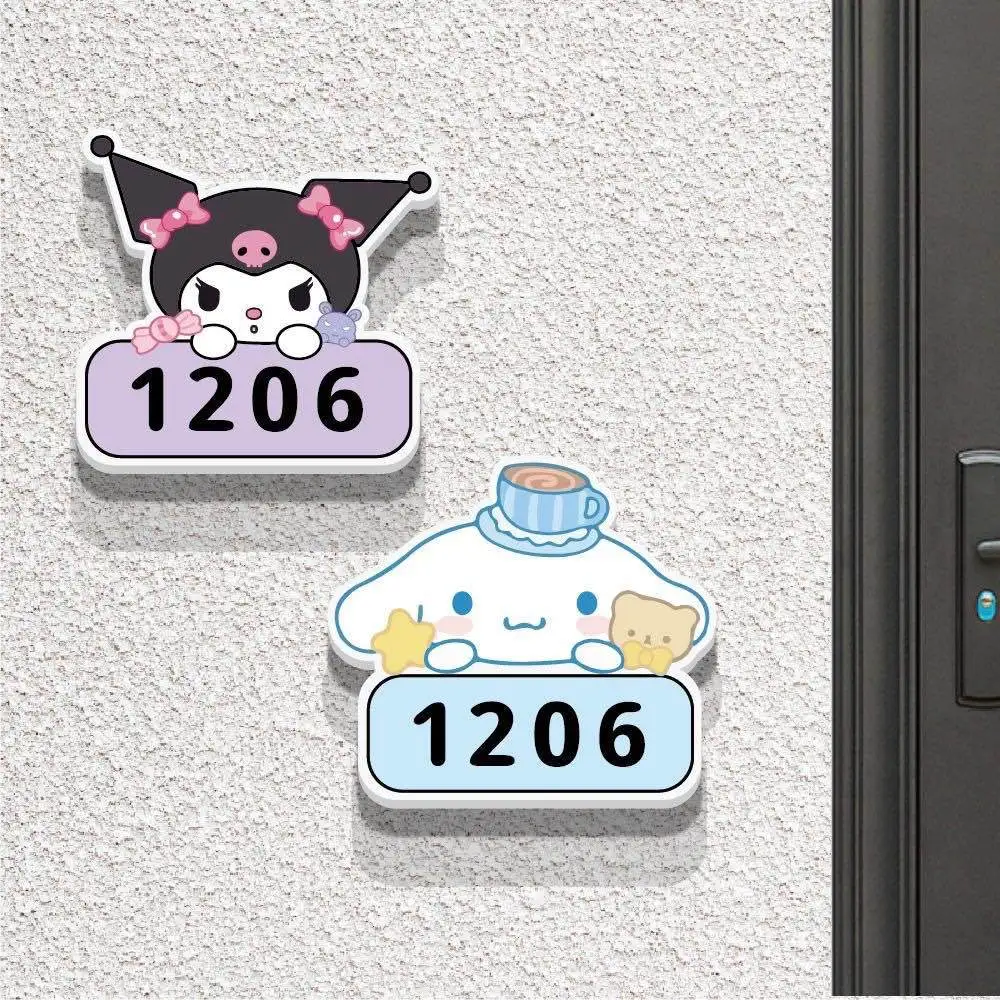 

Kawaii Pochacco Cinnamoroll Sanrio Kuromi Cute Cartoon Corridor Door Plate Door Decoration Sticker Number Plate Self-Adhesive