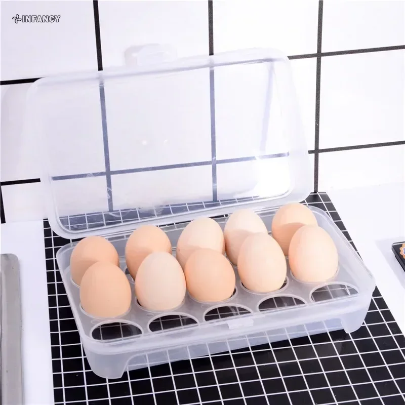 Hot Kitchen 15-compartment Refrigerator Egg Container Crisper Container Portable Plastic Picnic Egg Storage Box Kitchenware