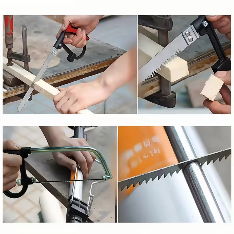 8in1 المنشار متعدد الأغراض اليد لتقوم بها بنفسك الصلب المنشار المعدني الخشب الزجاج المنشار عدة 6 شفرات النجارة تشغيل المعادن نموذج هواية أداة