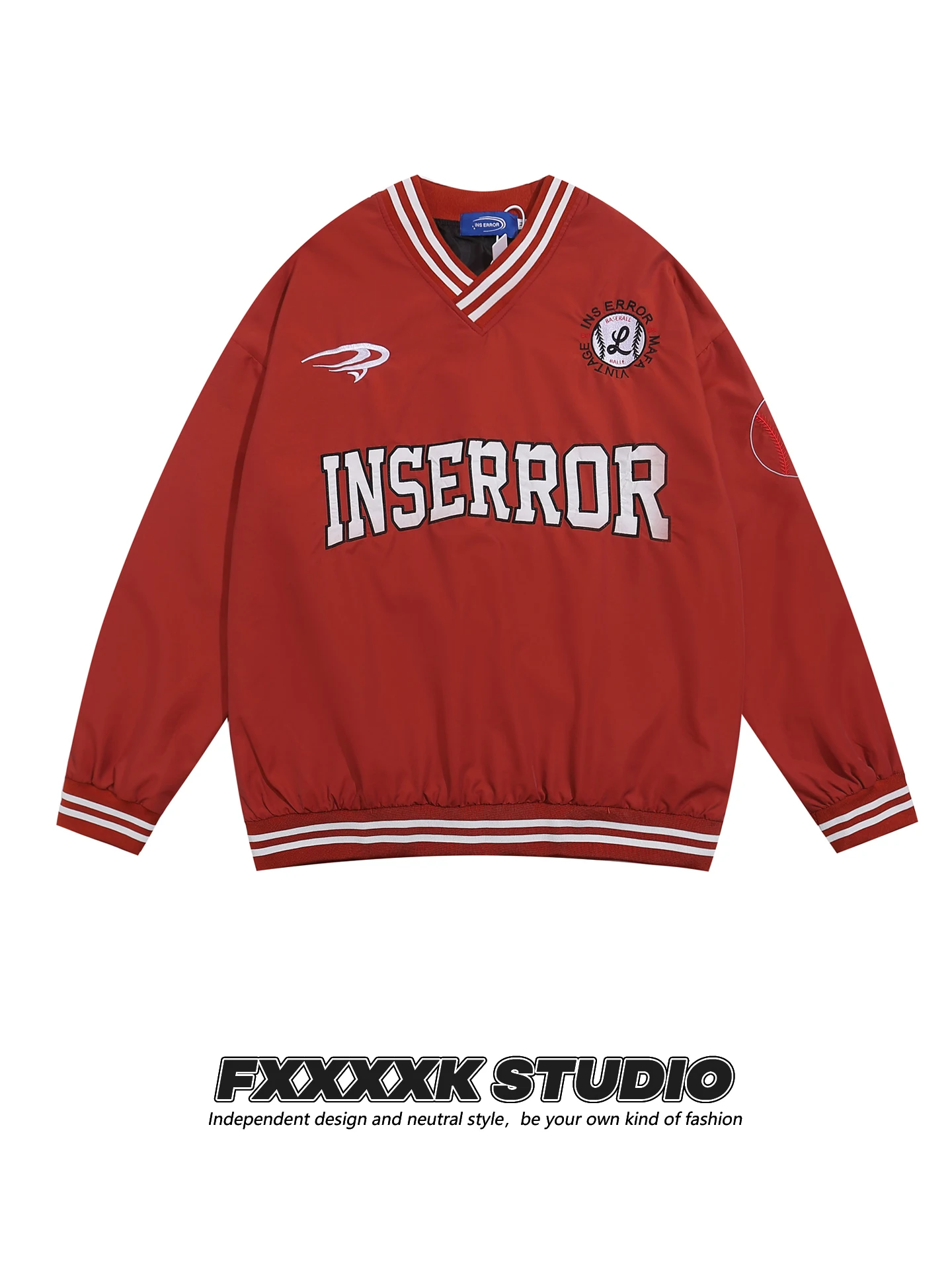 

FXK оригинальная американская толстовка с капюшоном High Street, толстовка с вышивкой букв, бейсбольный топ для колледжа Spor для пар ex