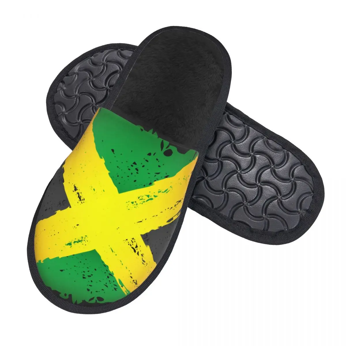 Zapatillas de casa con bandera de Jamaica para interiores, pantuflas de felpa cálidas para invierno, pantuflas suaves y esponjosas para el hogar a la moda