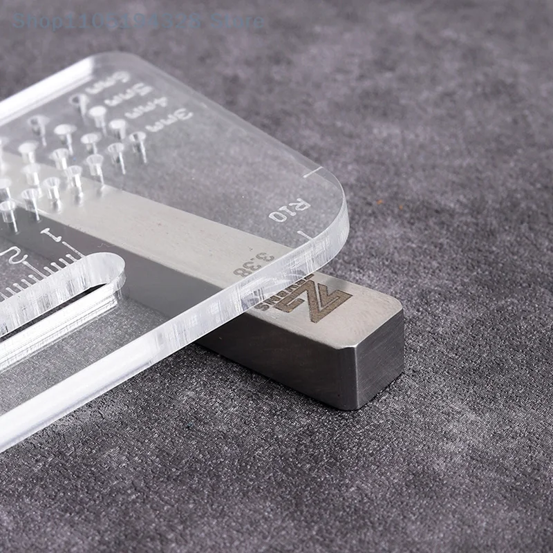 4 مللي متر متعددة الوظائف سميكة شفافة مجتذب الاكريليك تقريب قطع المسافة حاكم ضرب أداة جلدية يدوية مساعدة