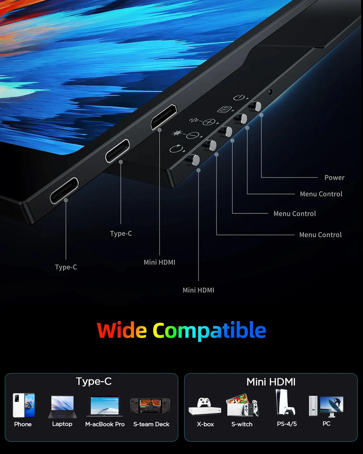UPERFECT OLED Portable Monitor 16" 3K 2880x1800 120Hz 16:10 Gaming Display 500 Nits 100% DCI-P3 100000:1 Contrast For Laptop Mac image 5