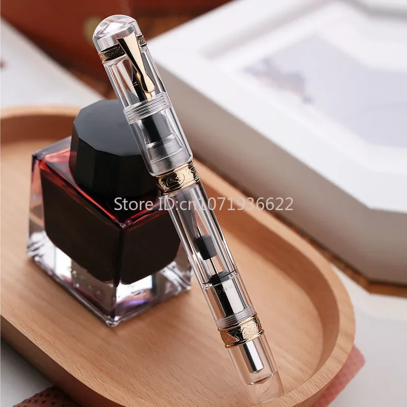 MAJOHN C5 High-efficiency Ink-absorbing Acrylic Fountain Pen Innovative Push-type Piston Vacuum Large-capacity Ink Writing Pen