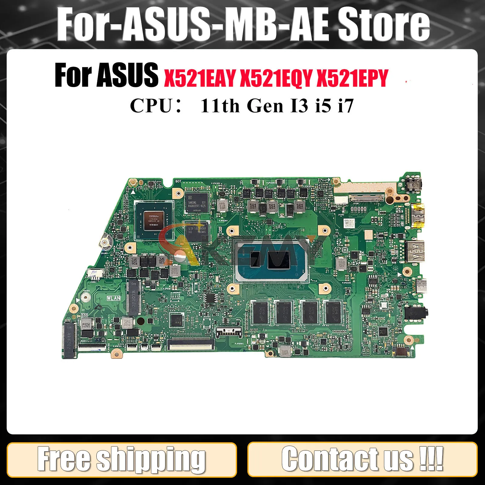 

X521EQ Laptop Motherboard For ASUS V533E I521E X521EQY X521EPY X521EQYB R521E K533E X521EAY X521E Mainboard W/ 11th Gen I3 i5 i7