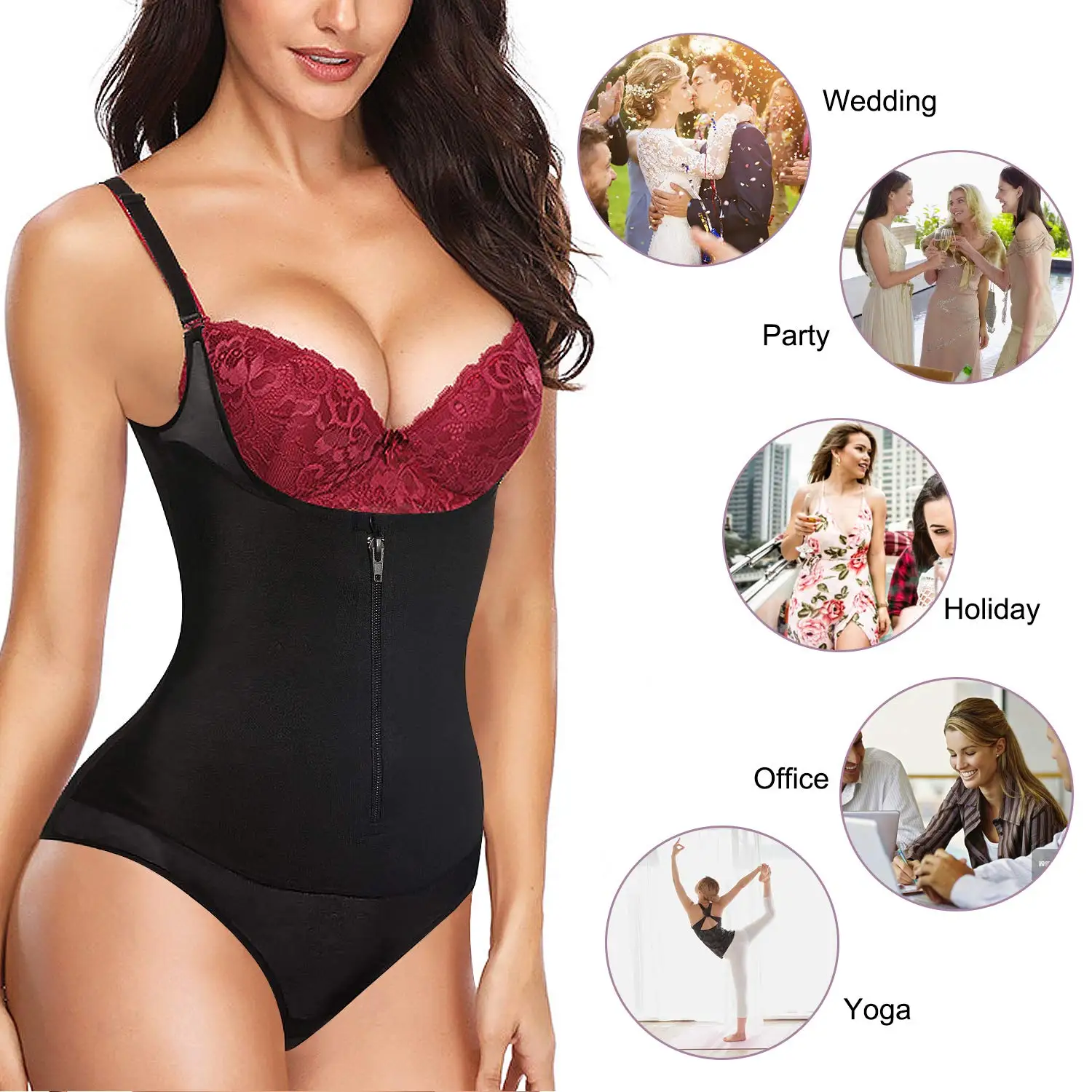 NADAINGAA Latex Waist Trainer Full Body Shaper Smooth Underbust Slimming Underwear Bodysuit Shapewear Tummy Trimmer Women Corset