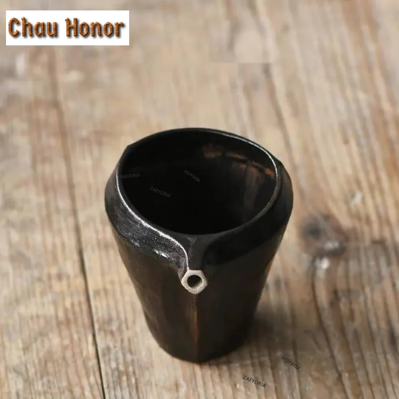 180ml Wabi-sabi Style Stoneware Fair Cup Japanese Handmade Tea Divider Zen Ceramic Triangular Male Cup Coffee Tea Pitcher Teaset