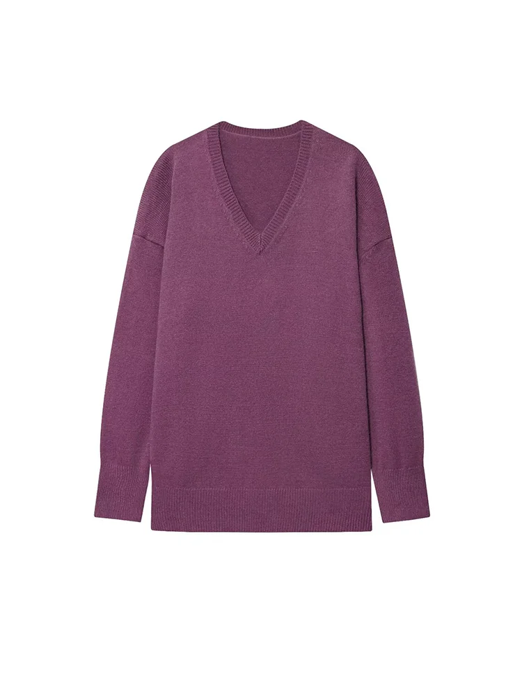 HH Donna Versatile Maglione a maniche lunghe con scollo a V Autunno Donna Allentato Street Style Streetwear Maglione pullover solido a 3 colori