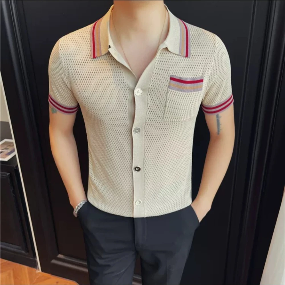 夏のメンズ襟付きニットカーディガン、メンズファッション半袖ポ - Men'S Fashion Zip Sweater のレビューと価格
