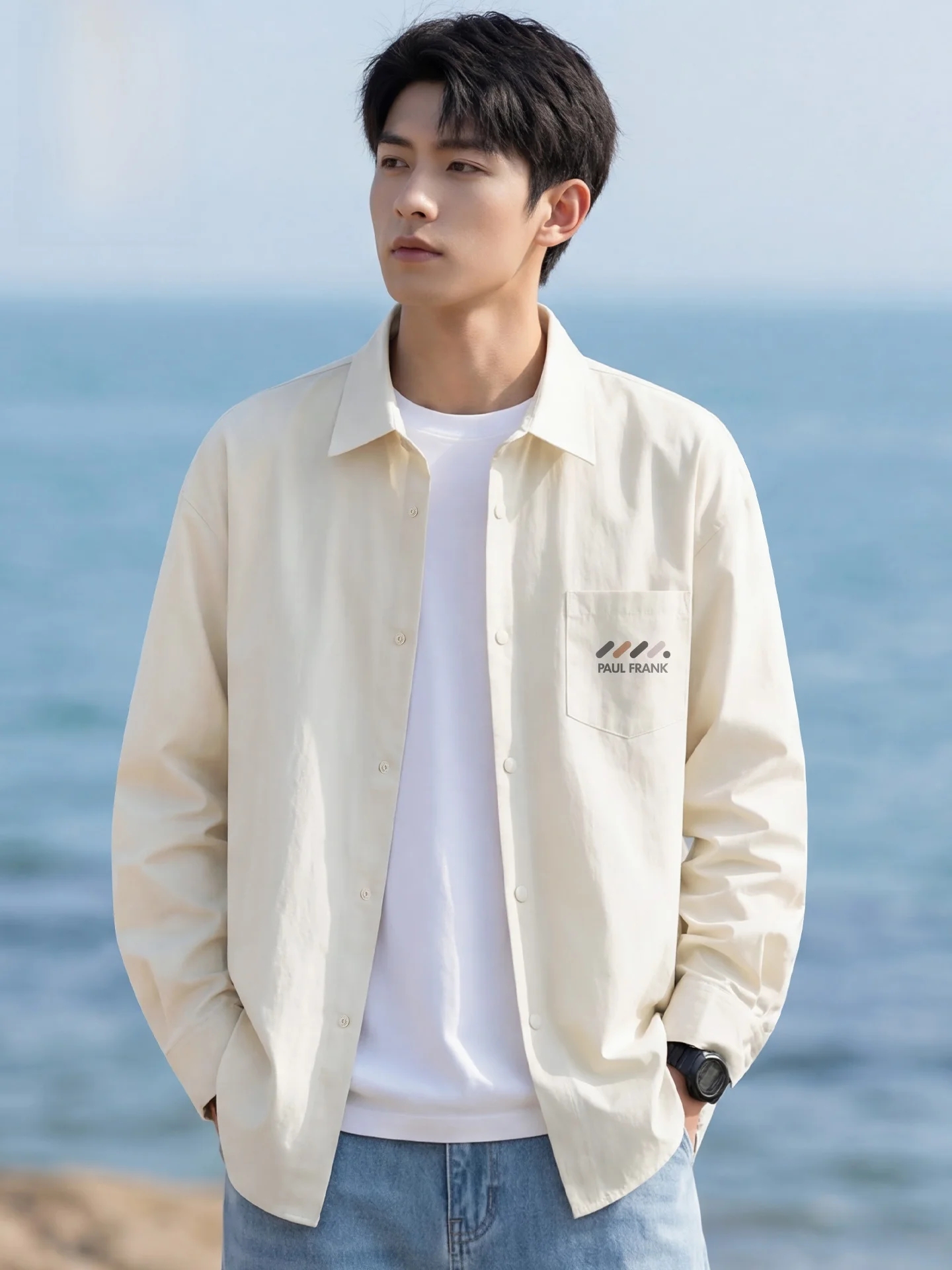 

Long Sve Casual irt for Men Summer 2026 American Sle Printed Ice Silk Anti UV Loose Fit Youth ular