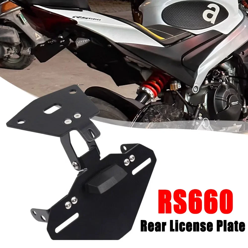 For Aprilia RS 660 RS660 2022 2023 2024 Motorcycle Rear License Plate Mount Holder Black License Bracket with LED Light