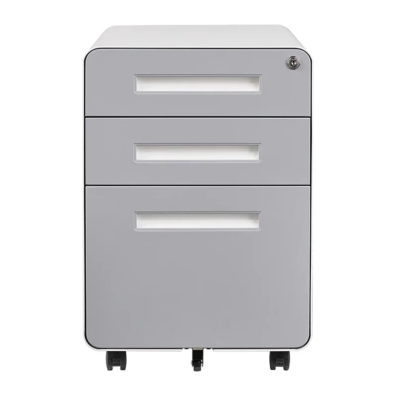 Gabinete móvil de 3 cajones para archivos de almacenamiento de acero y metal con pedestal móvil