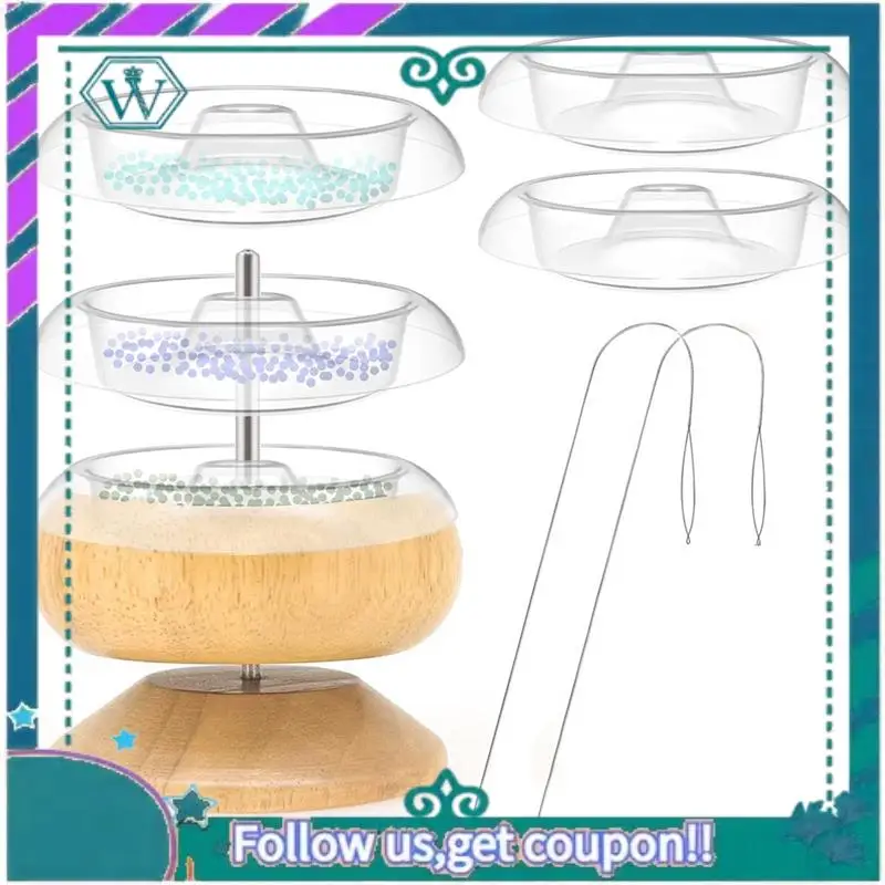 

A09P Bead Spinner,Seed Beads Kit With 5 Pcs Quick Changed Trays,Beading Needles For Jewelry Making Easy Install Easy To Use