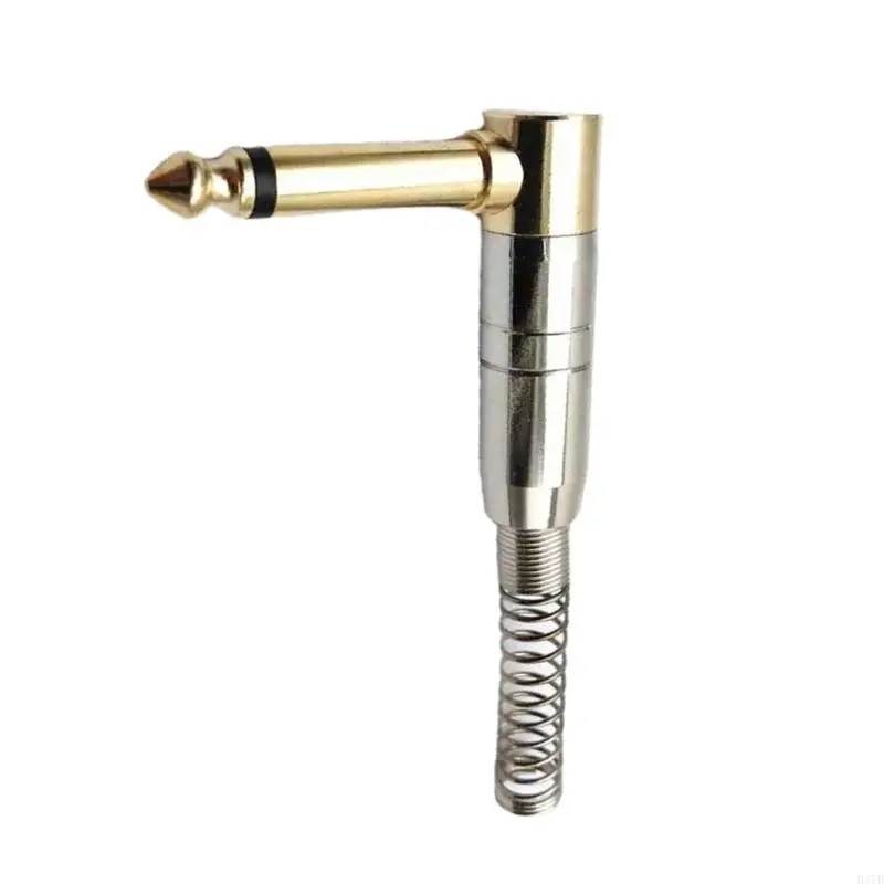 H37B 1/4 "AUX AUX 6.35 mm Mono Mono Conector Adaptador resorte 90 grados Adaptador enchufe guitarra para amplificadores