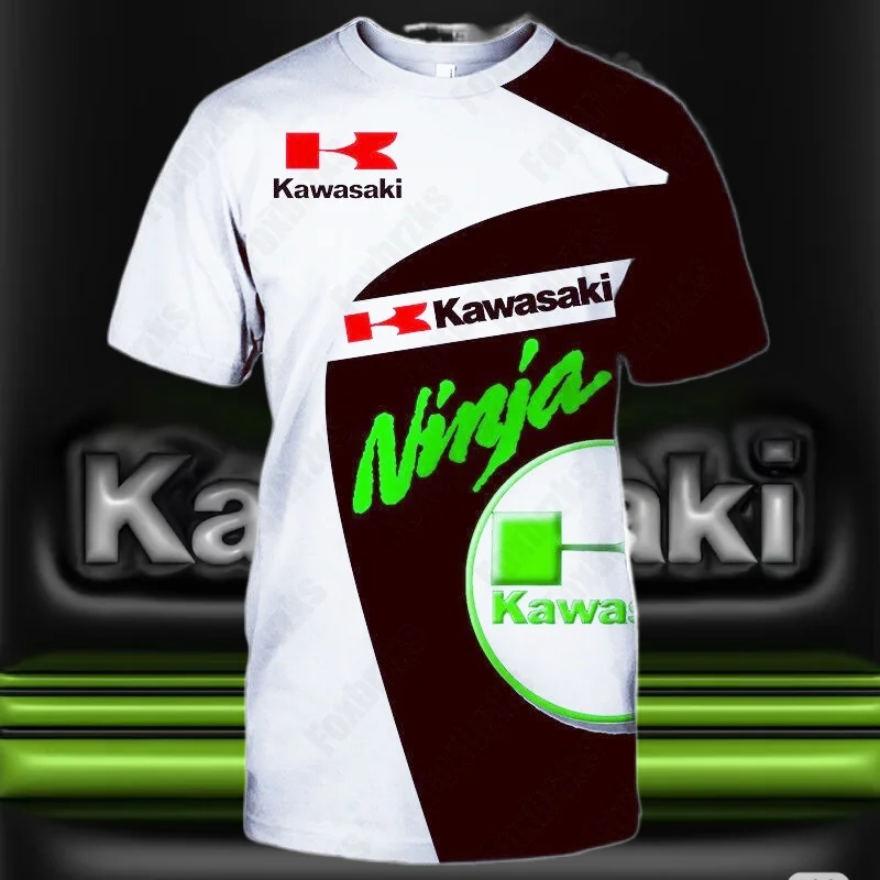 

24/25 летняя мужская мотоциклетная быстросохнущая футболка Kawasaki с локомотивом, повседневный дышащий гоночный костюм с круглым вырезом для детей/взрослых, тренировочный топ