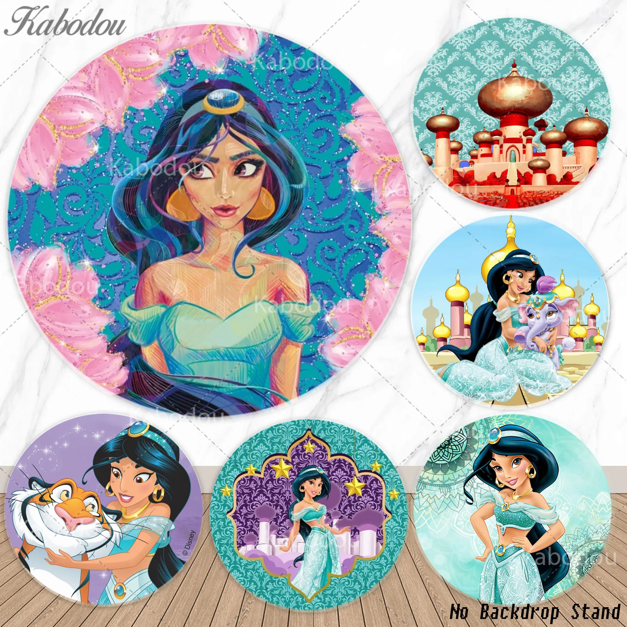 

Круглый фон-баннер «Аладдин и Жасмин» для детских праздников, дней рождения, фотосессий, декорации для девочек