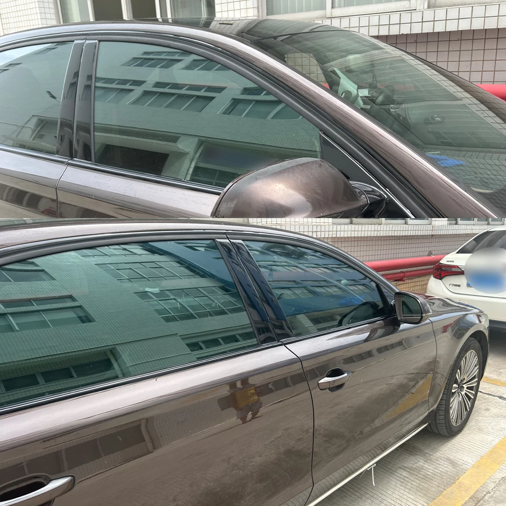 

For Audi A8 S8 D4 2011-2017 Sedan Window Chrome Remote Dimming Racks ABC Glossy Black Stickers