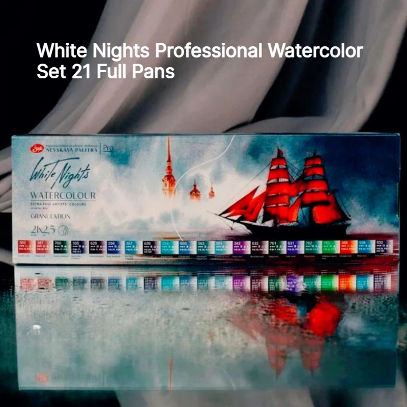 coffret-professionnel-d'aquarelles-white-nights-21-godets-complets-25-ml-pigments-de-qualite-artiste-extra-fins-granulants-boite-en-metal