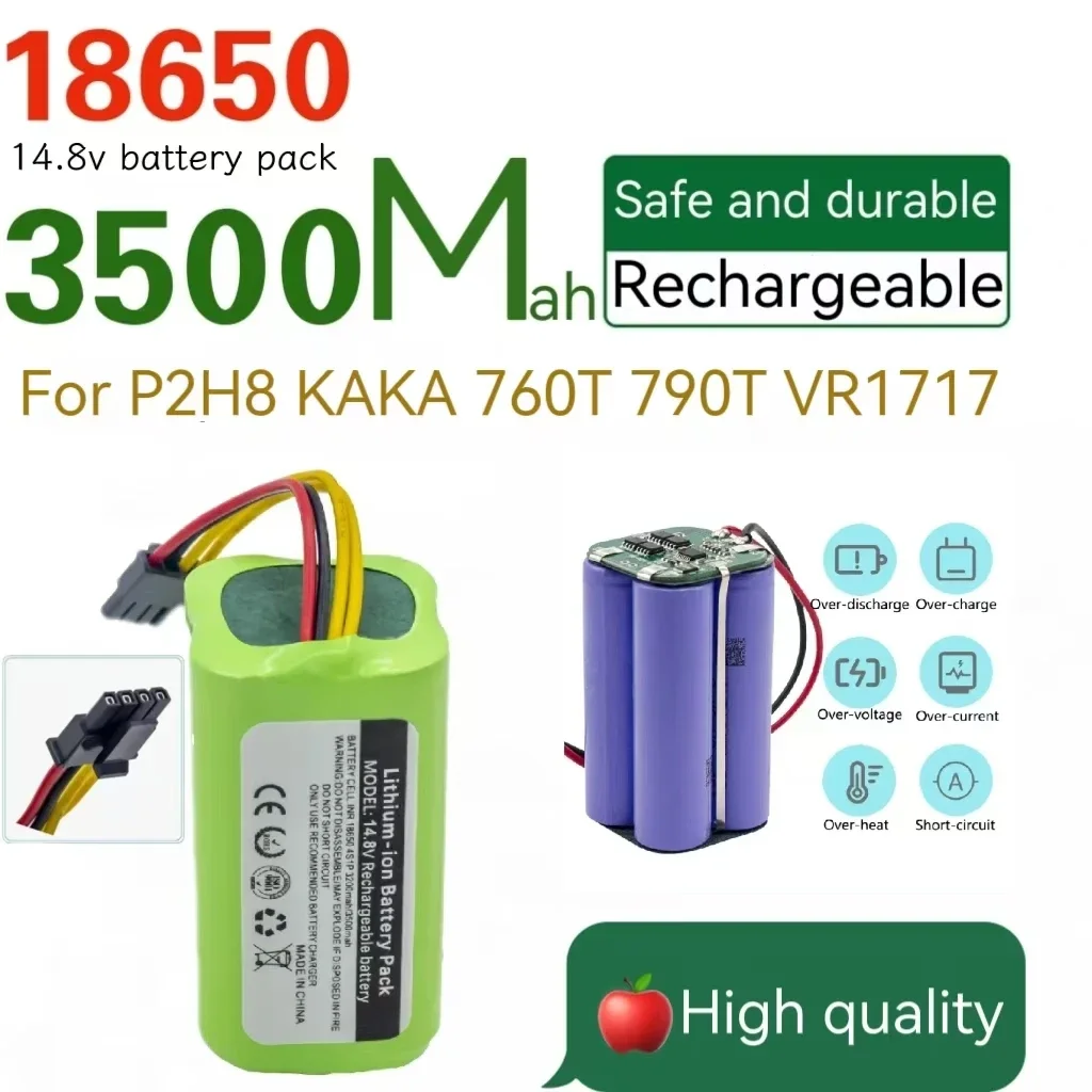 

Rechargeable18650 battery pack 14.8v Li-ion Battery 3500mAh For Pusanic Sweeper For P2H8 KAKA760T790T VR1717 Robot Accessories