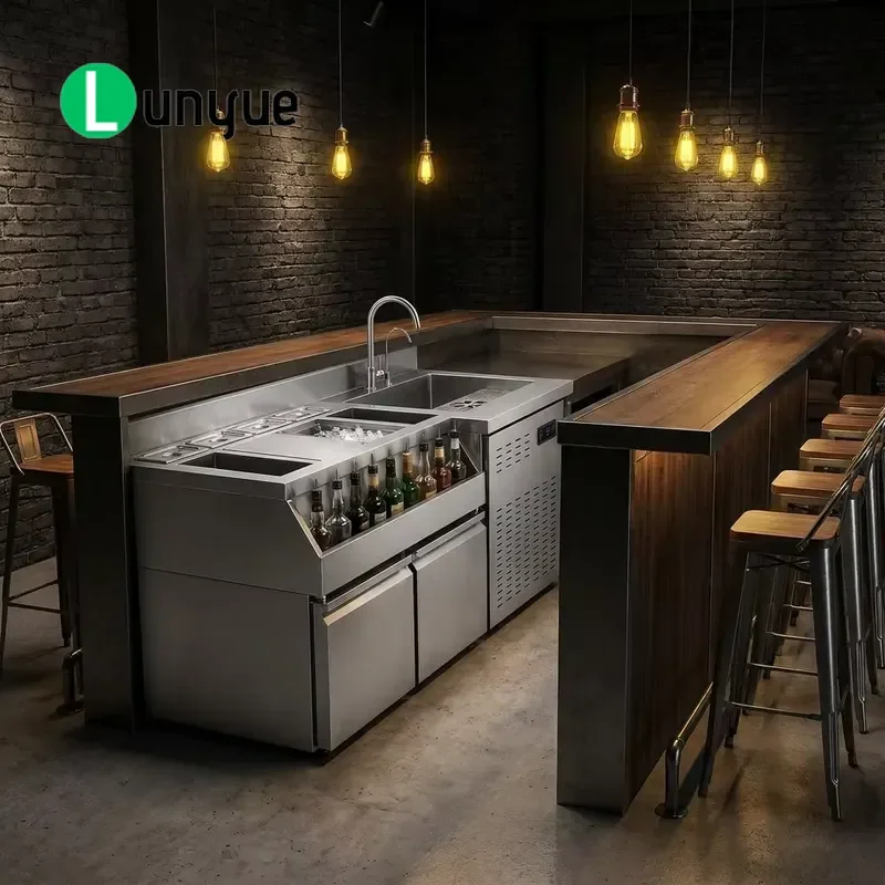 ODM Stainless Steel 201 Cocktail Workstation Sink Glass Rinser Eco Mode Energy Efficient Bar Equipment for Professional