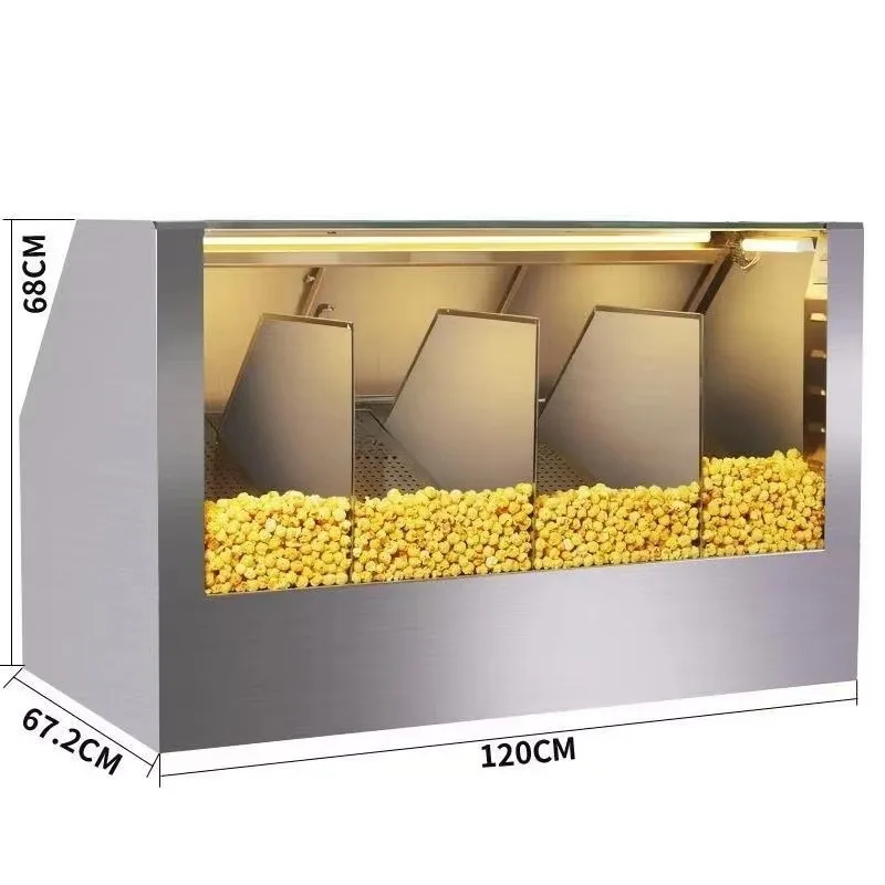 Energy-Saving Commercial Popcorn Warmer, OEM Stainless Steel Food Insulation Display with 4 Compartments for Catering xyl