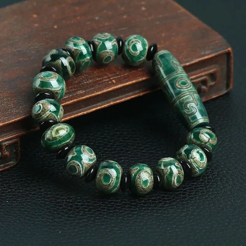 New Three-eye Dzi Beads Ethnic Style Cultural Play Buddha Beads Dzi Beads Agate Bracelet