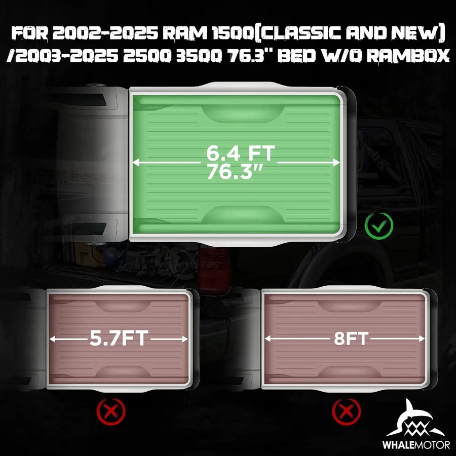 غطاء سرير شاحنة صلب قابل للطي لسيارة دودج رام 1500 موديلات كلاسيكية جديدة 20022025 2500 3500 Series (20032025) معيار 6.4 قدم #2