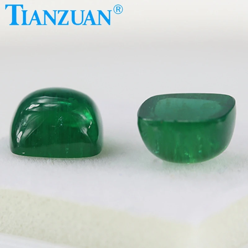 8x8mm Lab-grown Hydrothermal Emerald Cushion Cabochon Cut Including Minor Cracks Inclusions  Loose Gemstone Beads