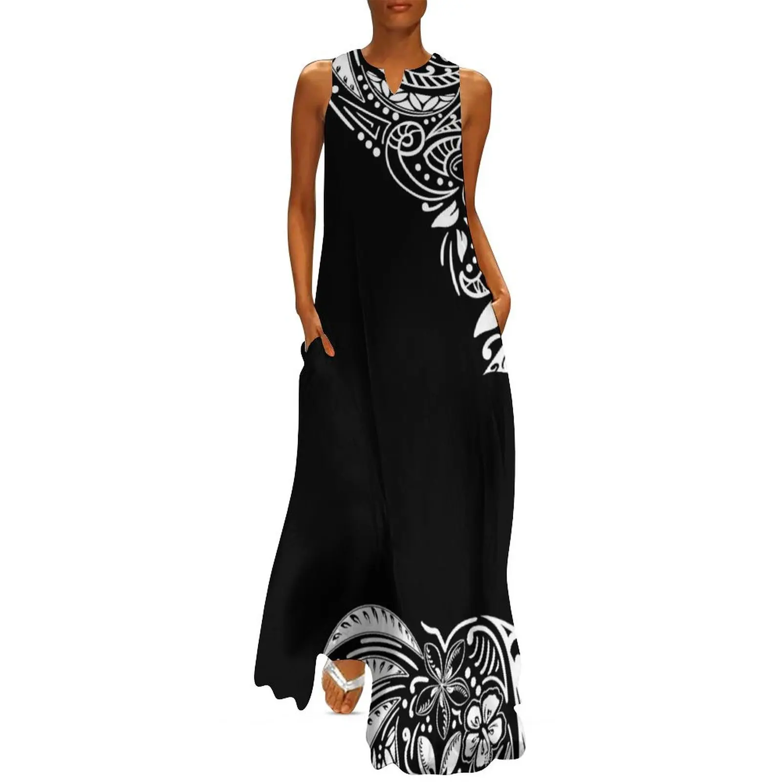 

Polynesian Hand Drawn Tribal Threads Long Dress bandage dress evening dress woman